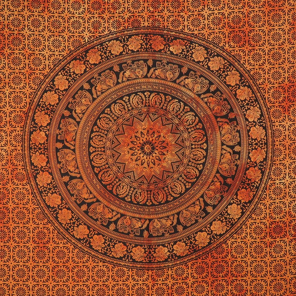 Orange And Black Floral Cotton Twin Flat Sheet HomeRoots
