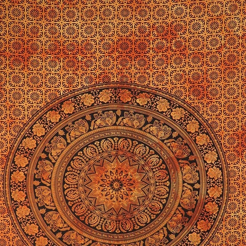 Orange and Black Floral Cotton HomeRoots
