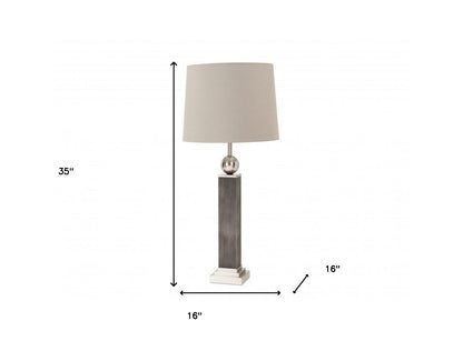 Set of Two Modern Distressed Gray and Silver Table Lamps