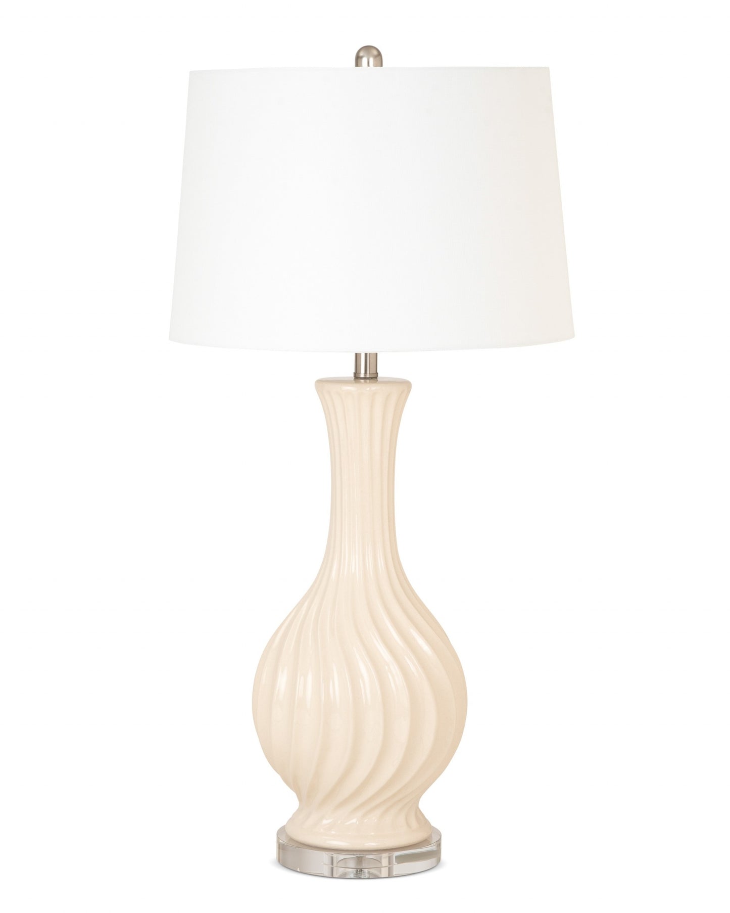 Set of Two Beige Curved Ceramic Table Lamps