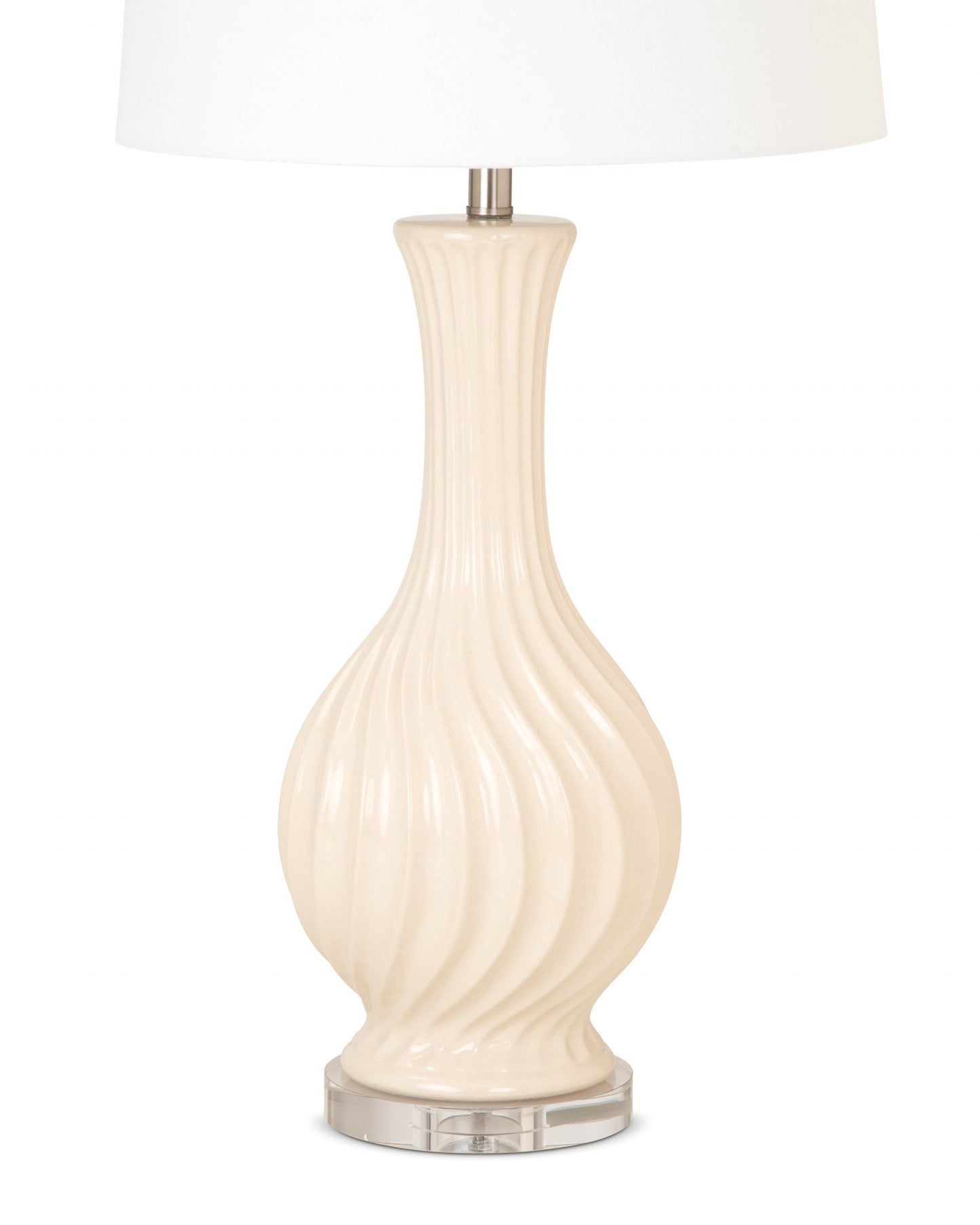 Set of Two Beige Curved Ceramic Table Lamps