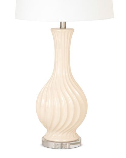 Set of Two Beige Curved Ceramic Table Lamps