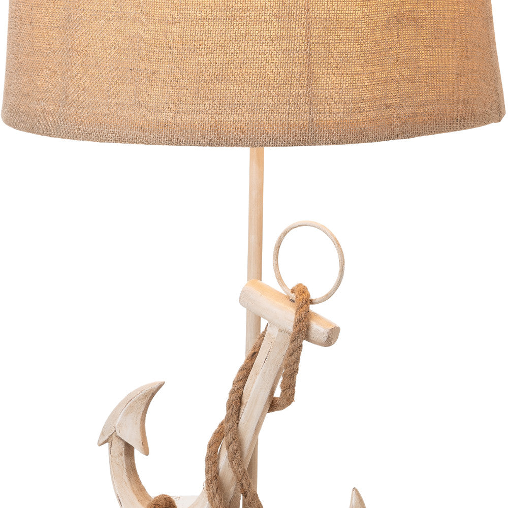 Set of Two Tan and White Anchor Table Lamps