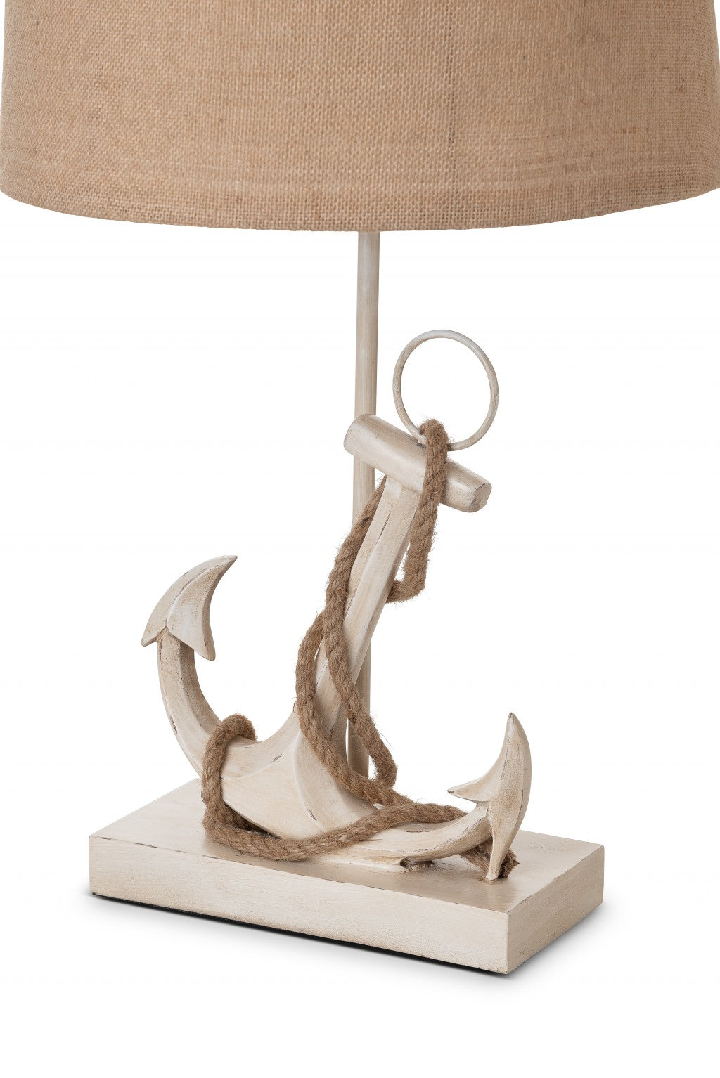 Set of Two Tan and White Anchor Table Lamps