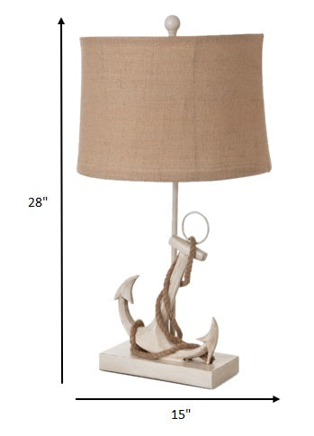 Set of Two Tan and White Anchor Table Lamps