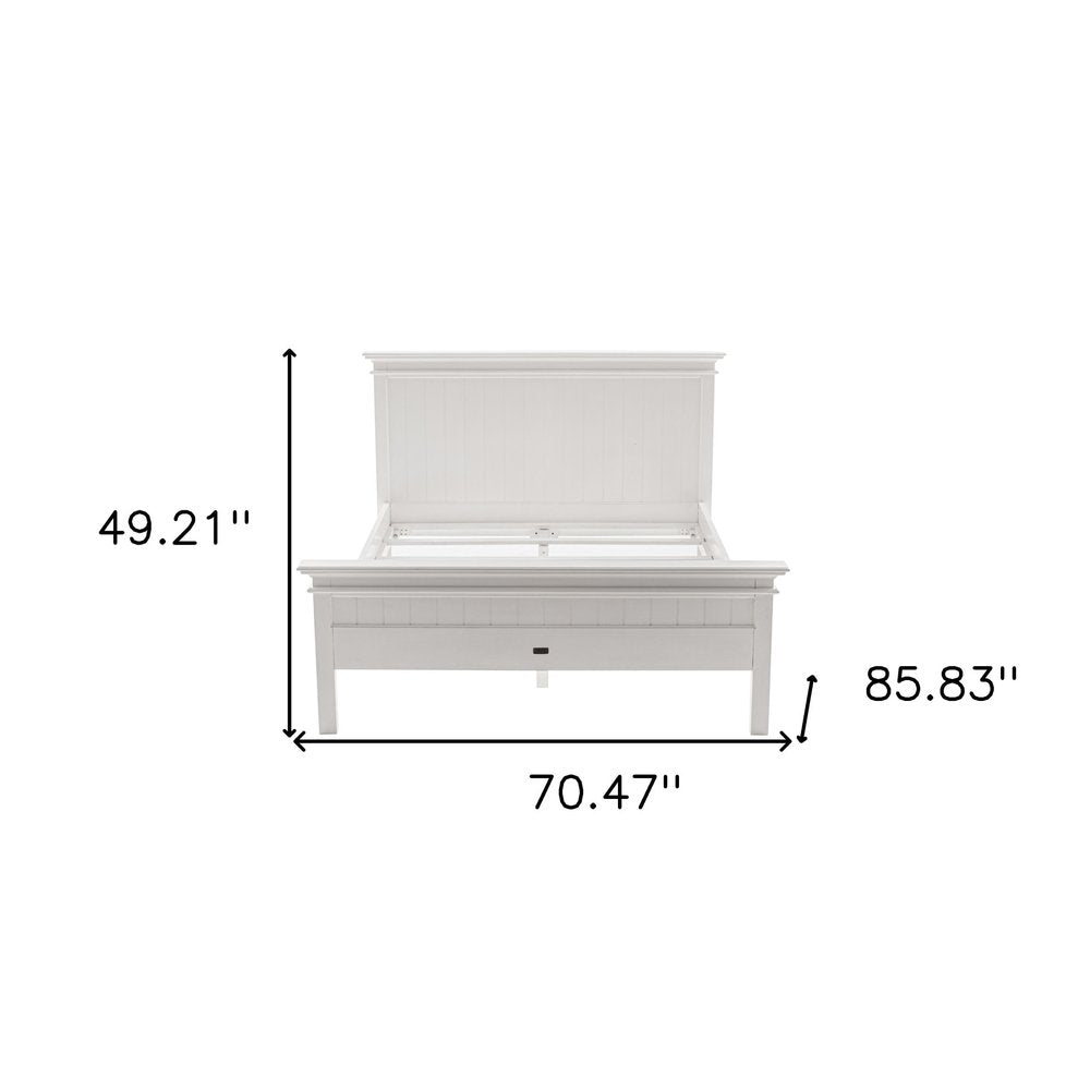 White Solid Wood Queen Bed Frame HomeRoots
