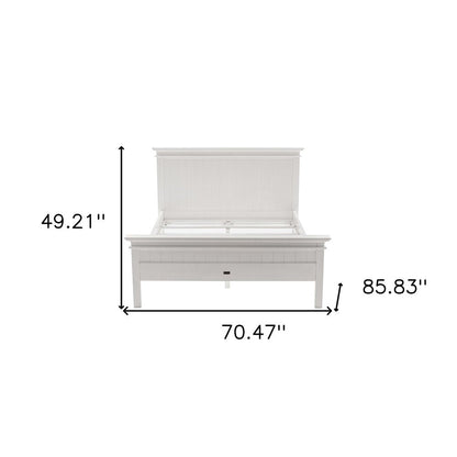 White Solid Wood Queen Bed Frame HomeRoots