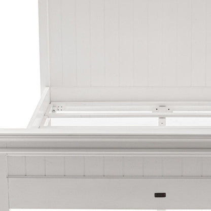 White Solid Wood Queen Bed Frame HomeRoots