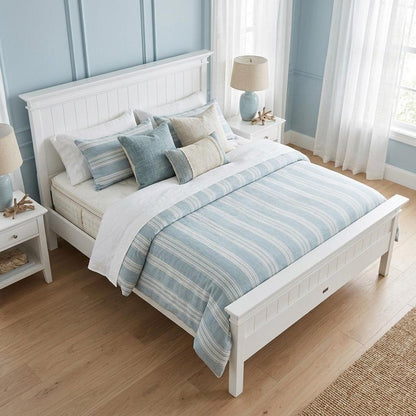 White Solid Wood Queen Bed Frame HomeRoots