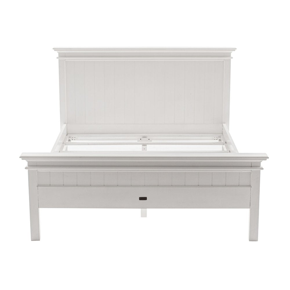 White Solid Wood Queen Bed Frame HomeRoots