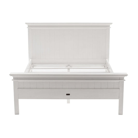 White Solid Wood Queen Bed Frame HomeRoots