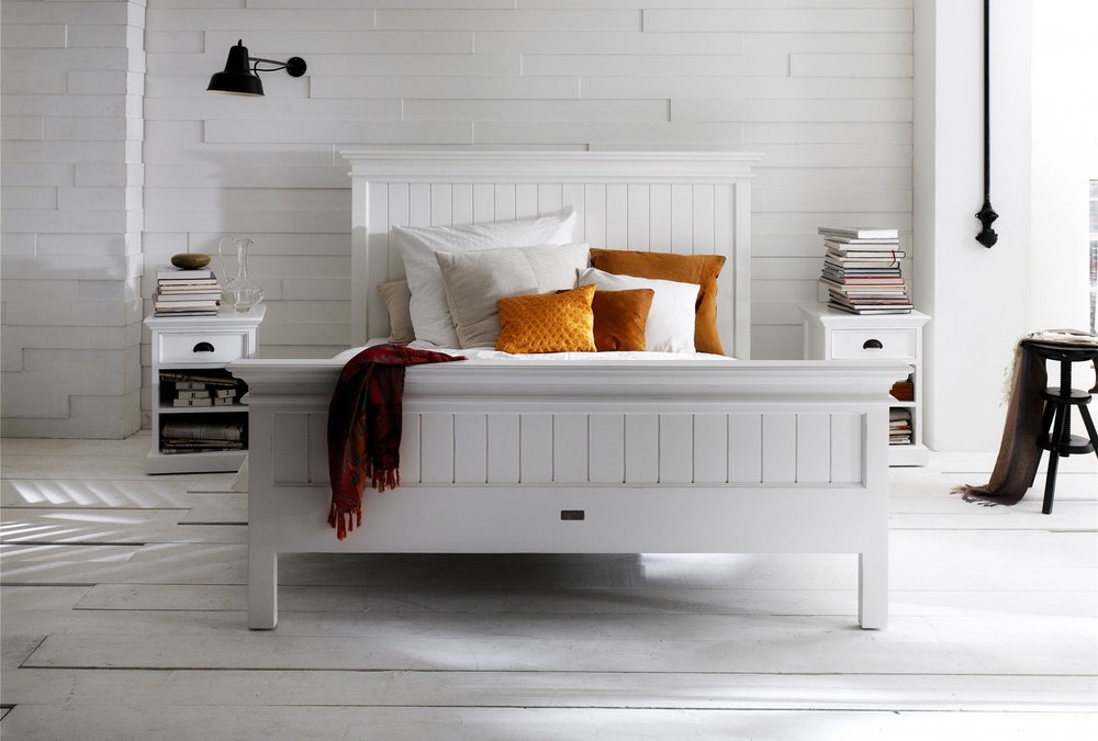 Classic White Panel Queen Size Bed HomeRoots