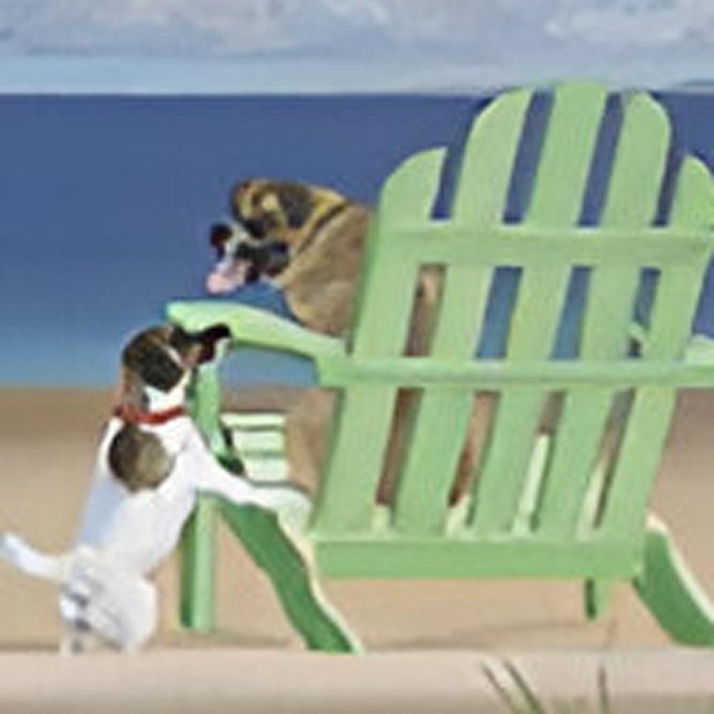 20" x 60" Dogs At The Beach Unframed Canvas Print Wall Art