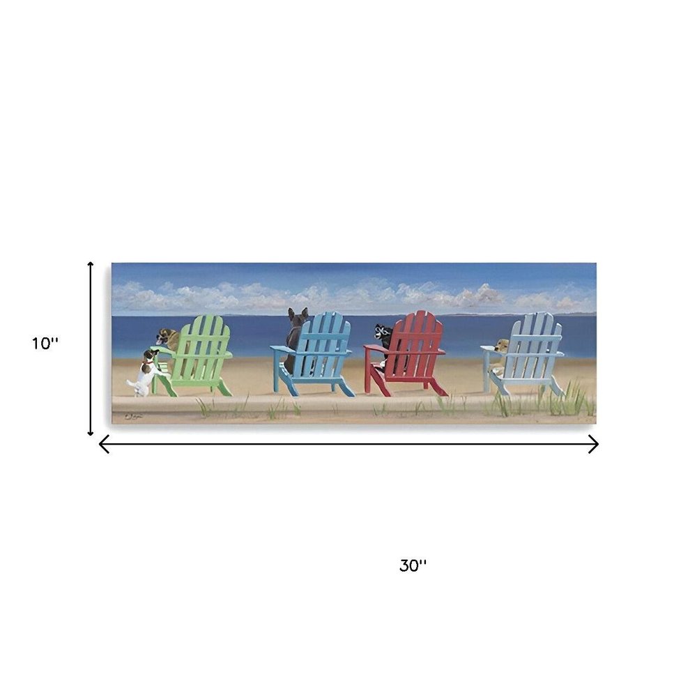 20" x 60" Dogs At The Beach Unframed Canvas Print Wall Art