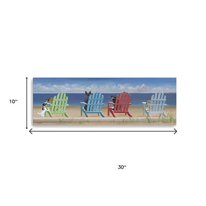 20" x 60" Dogs At The Beach Unframed Canvas Print Wall Art