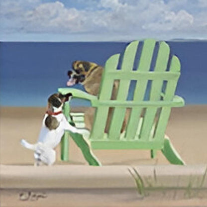 20" x 60" Dogs At The Beach Unframed Canvas Print Wall Art
