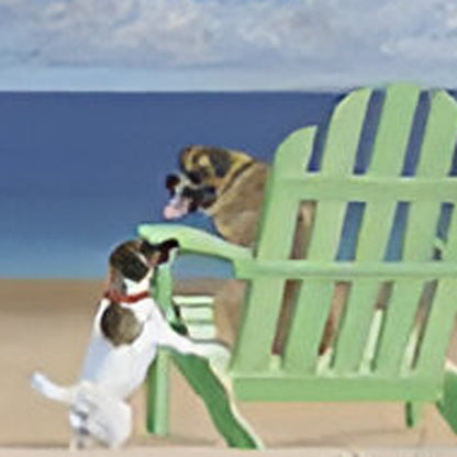 20" x 60" Dogs At The Beach Unframed Canvas Print Wall Art