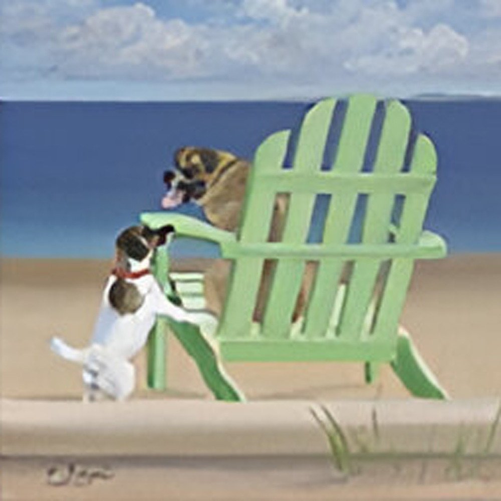 20" x 60" Dogs At The Beach Unframed Canvas Print Wall Art