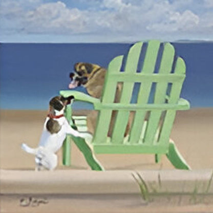 20" x 60" Dogs At The Beach Unframed Canvas Print Wall Art