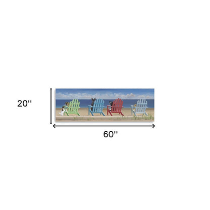 20" x 60" Dogs At The Beach Unframed Canvas Print Wall Art