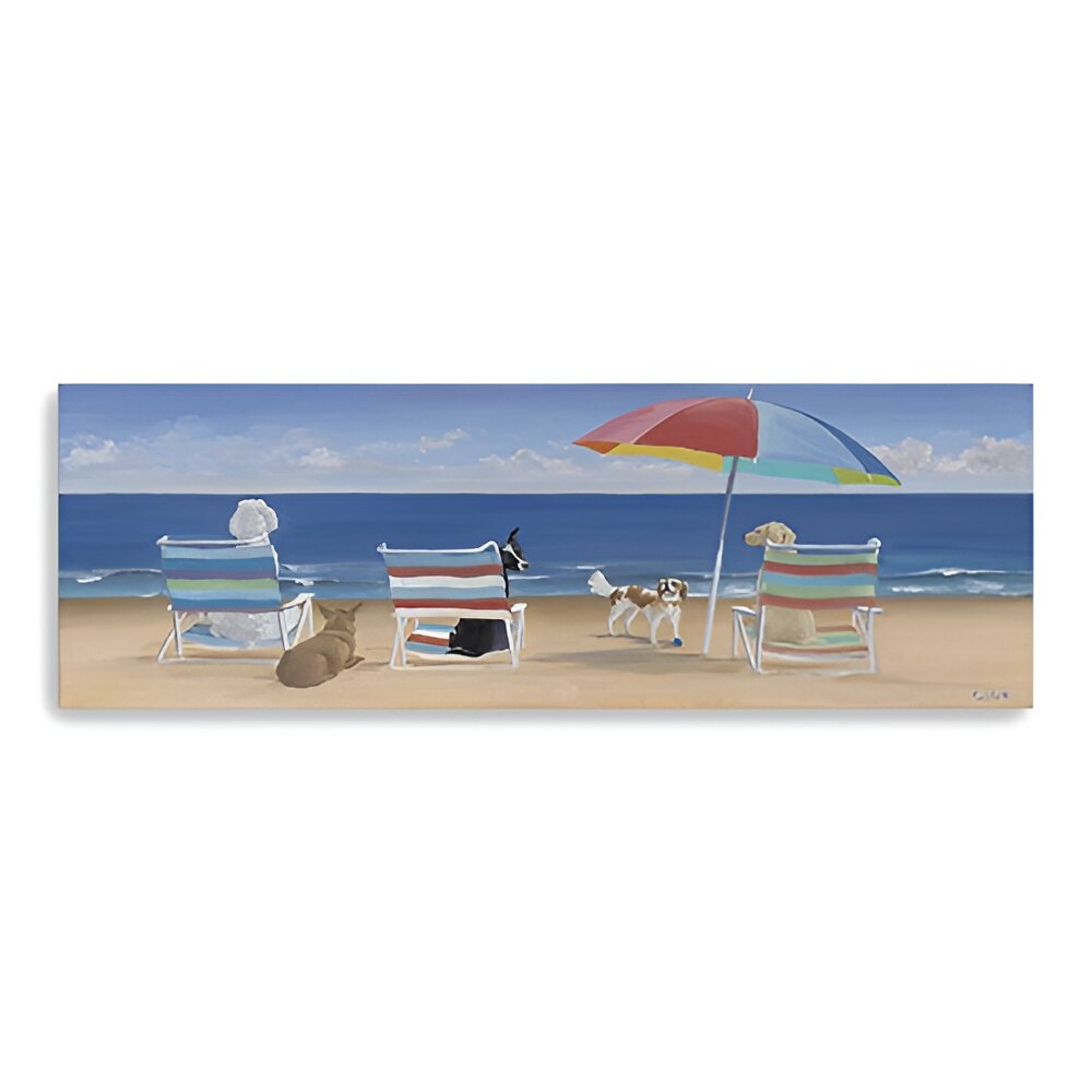 Dogs Perfect Beach Day Unframed Canvas Wall Art HomeRoots