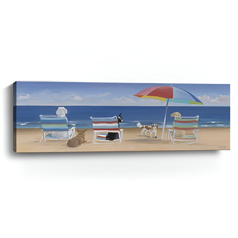 Dogs Perfect Beach Day Unframed Canvas Wall Art HomeRoots