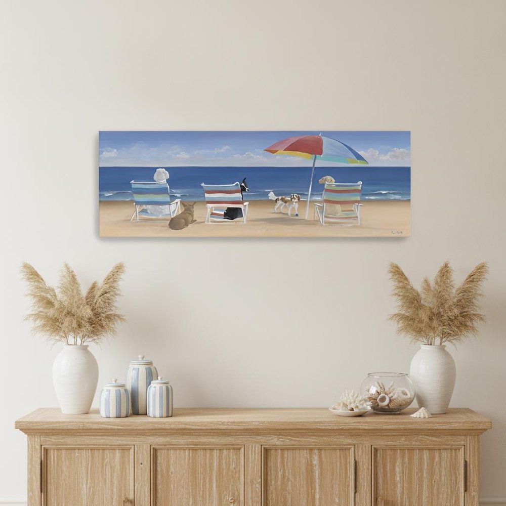 Dogs Perfect Beach Day Unframed Canvas Wall Art — view 1