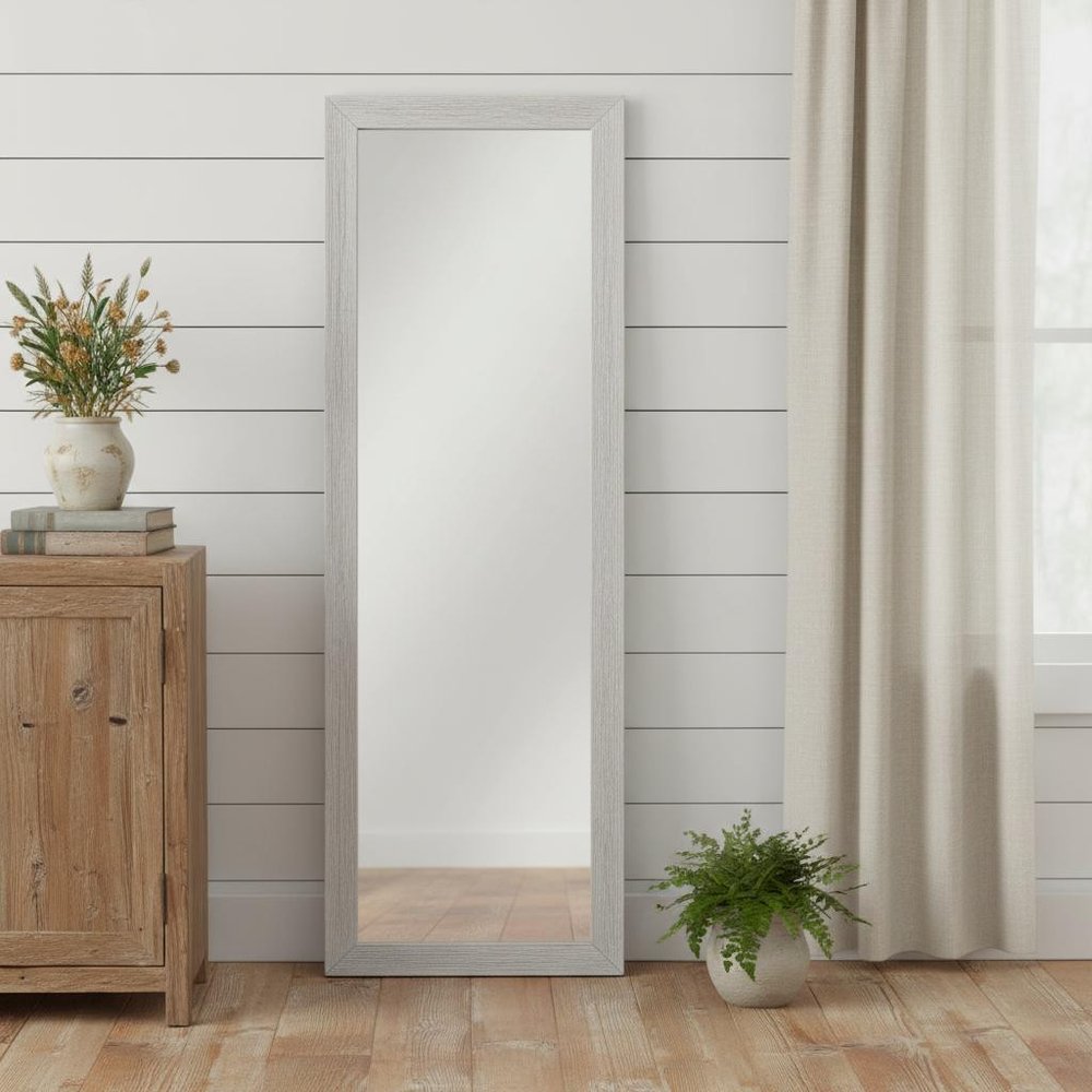 Brushed White Wooden Mirror — view 2