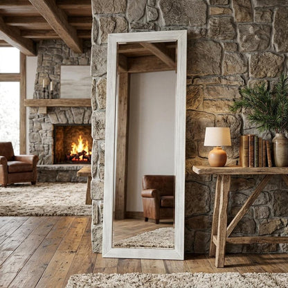 Brushed White Wooden Mirror HomeRoots