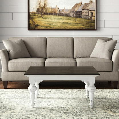 39" Brown and White Wood Square Distressed Coffee Table HomeRoots