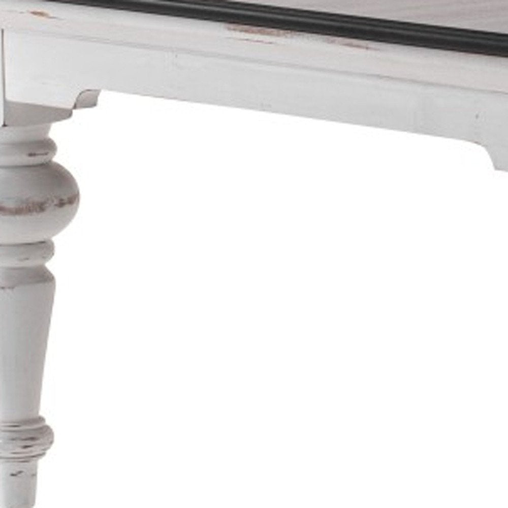 39" Brown and White Wood Square Distressed Coffee Table — view 8