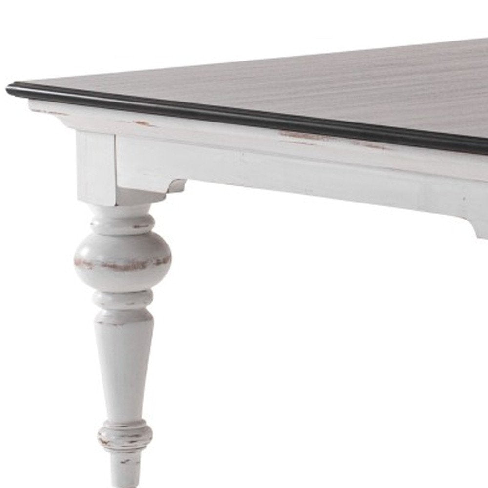 39" Brown and White Wood Square Distressed Coffee Table — view 9