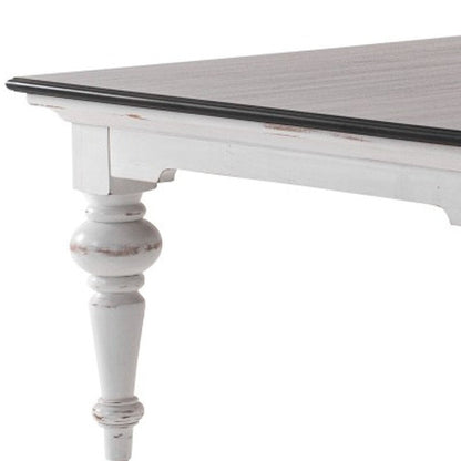 39" Brown and White Wood Square Distressed Coffee Table