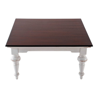 39" Brown and White Wood Square Distressed Coffee Table HomeRoots
