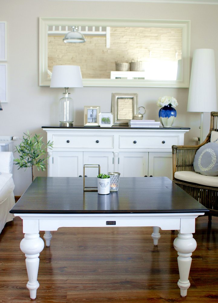 39" Brown and White Wood Square Distressed Coffee Table HomeRoots