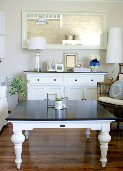 39" Brown and White Wood Square Distressed Coffee Table HomeRoots