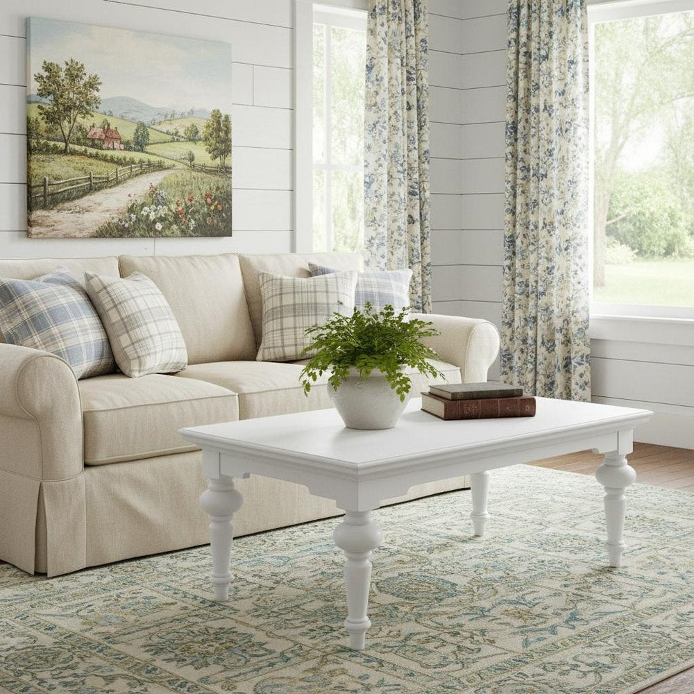 47" White Solid Wood Coffee Table — view 8