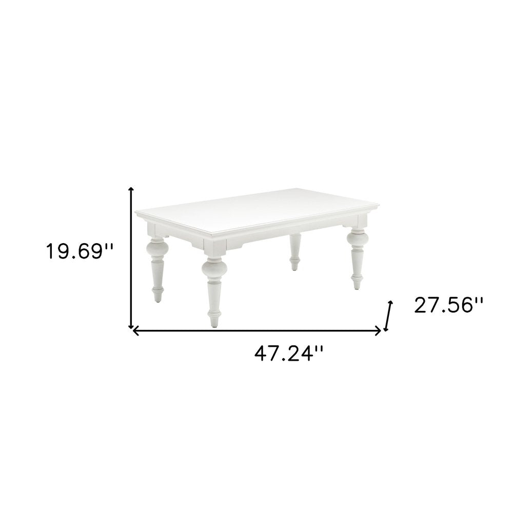 47" White Solid Wood Coffee Table — view 7