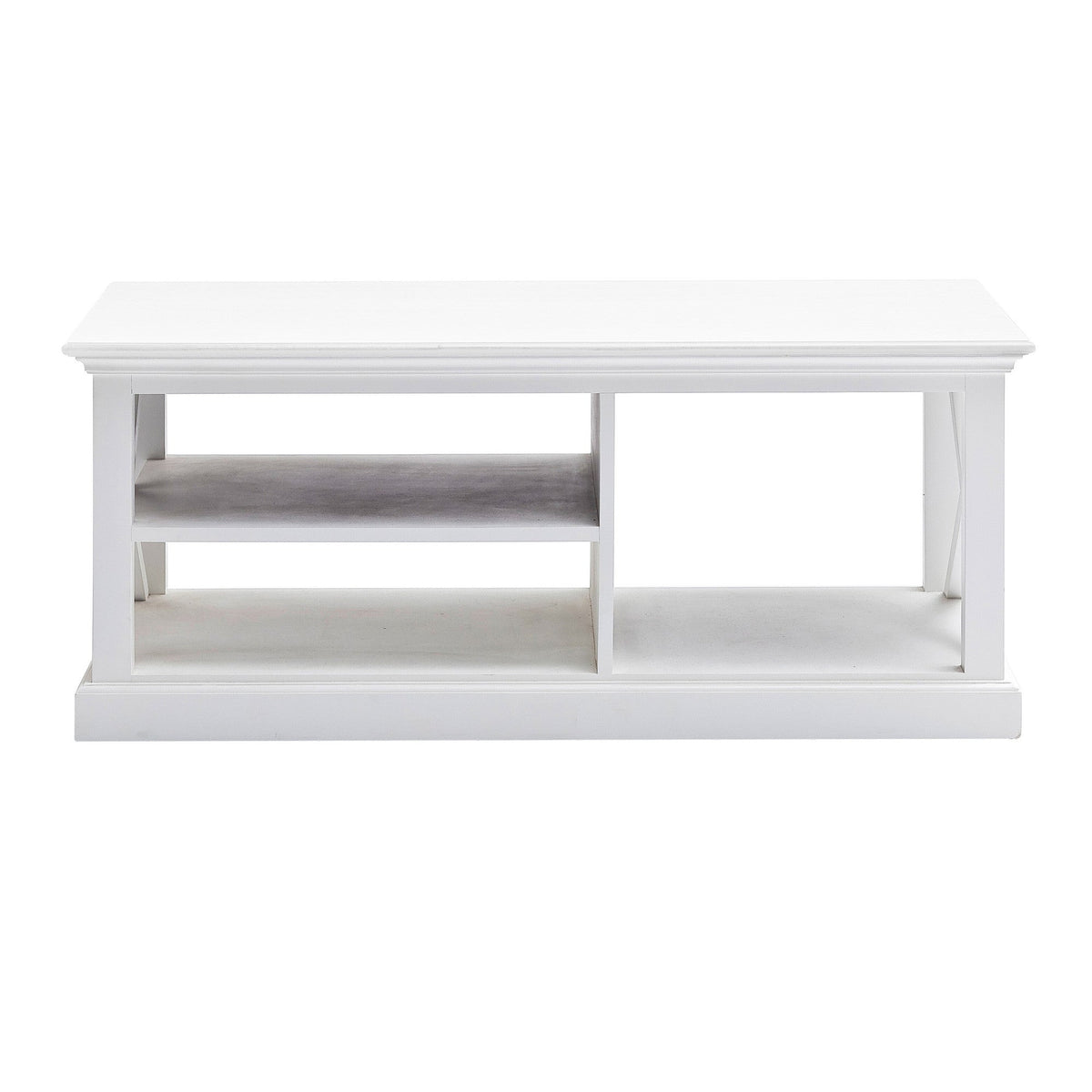 47" White Solid Wood And Solid And Manufactured Wood Coffee Table With Three Shelves — view 2