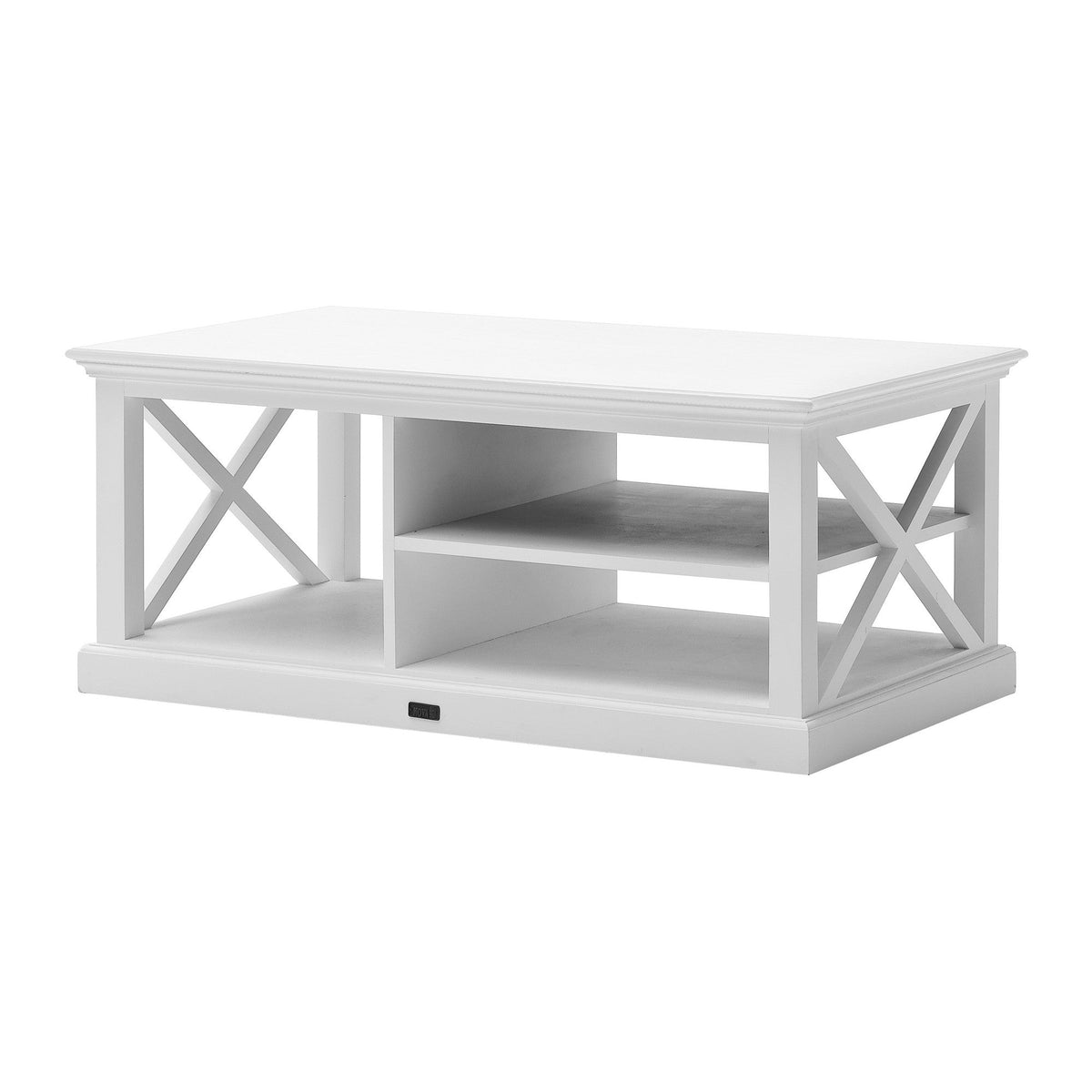 47" White Solid Wood And Solid And Manufactured Wood Coffee Table With Three Shelves — view 5