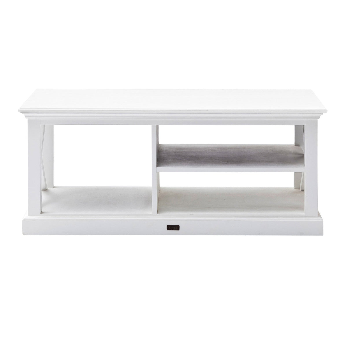 47" White Solid Wood And Solid And Manufactured Wood Coffee Table With Three Shelves — view 3