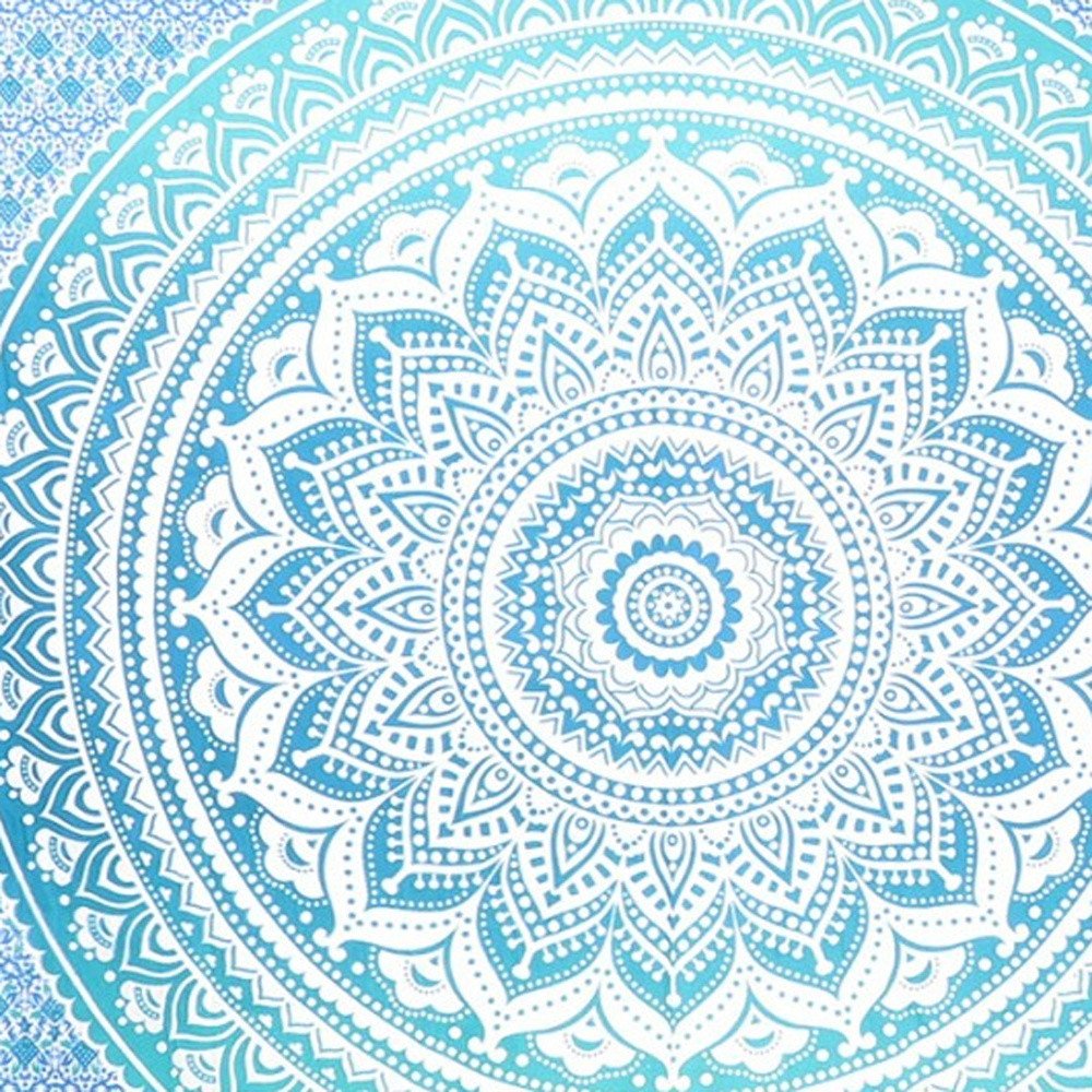 92" X 84" Sea Green And White Mandala Cotton Hanging Tapestry — view 4