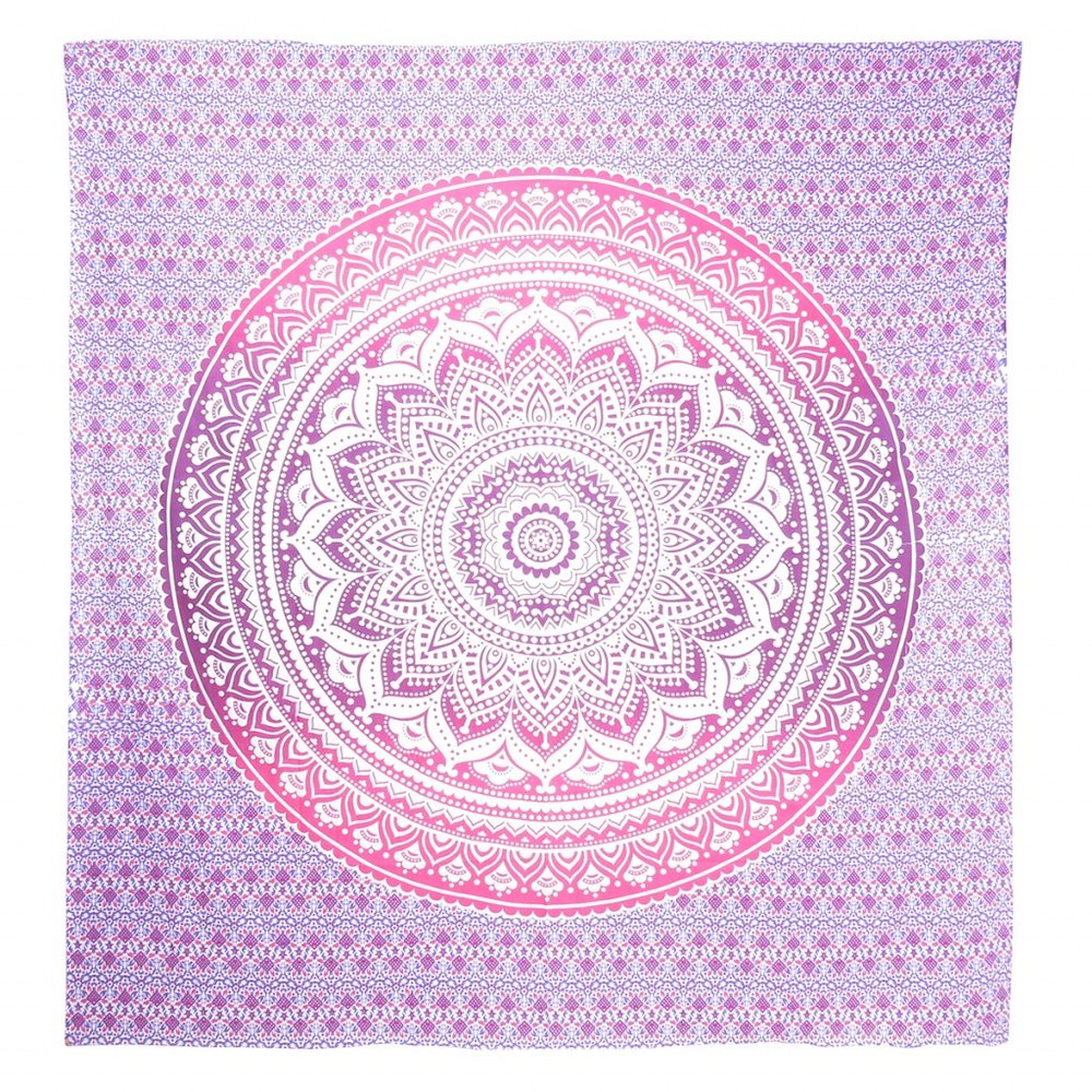 92" X 84" Pink And White Mandala Cotton Hanging Tapestry — view 1