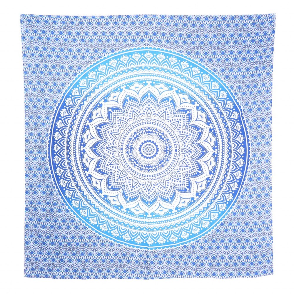 92" X 84" Blue And White Mandala Cotton Hanging Tapestry — view 1