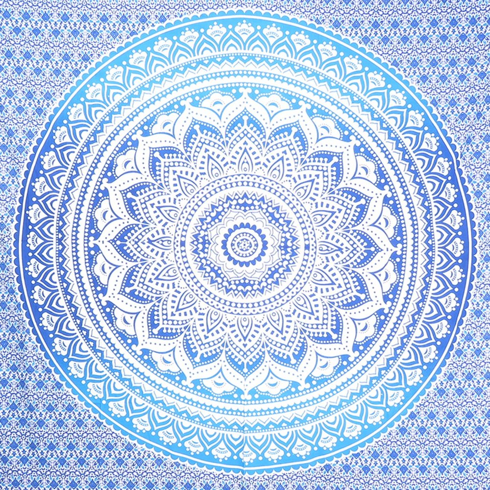 92" X 84" Blue And White Mandala Cotton Hanging Tapestry — view 2