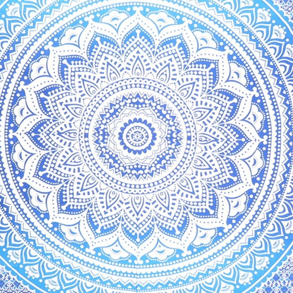 92" X 84" Blue And White Mandala Cotton Hanging Tapestry — view 3