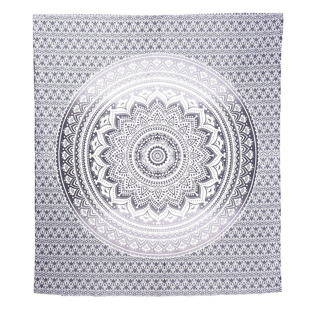 92" X 84" Gray And White Mandala Cotton Hanging Tapestry — view 1