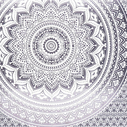 92" X 84" Gray And White Mandala Cotton Hanging Tapestry