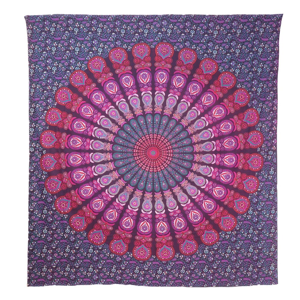 92" X 84" Pink Red And Purple Mandala Cotton Hanging Tapestry — view 2