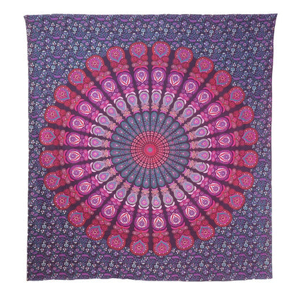 92" X 84" Pink Red And Purple Mandala Cotton Hanging Tapestry
